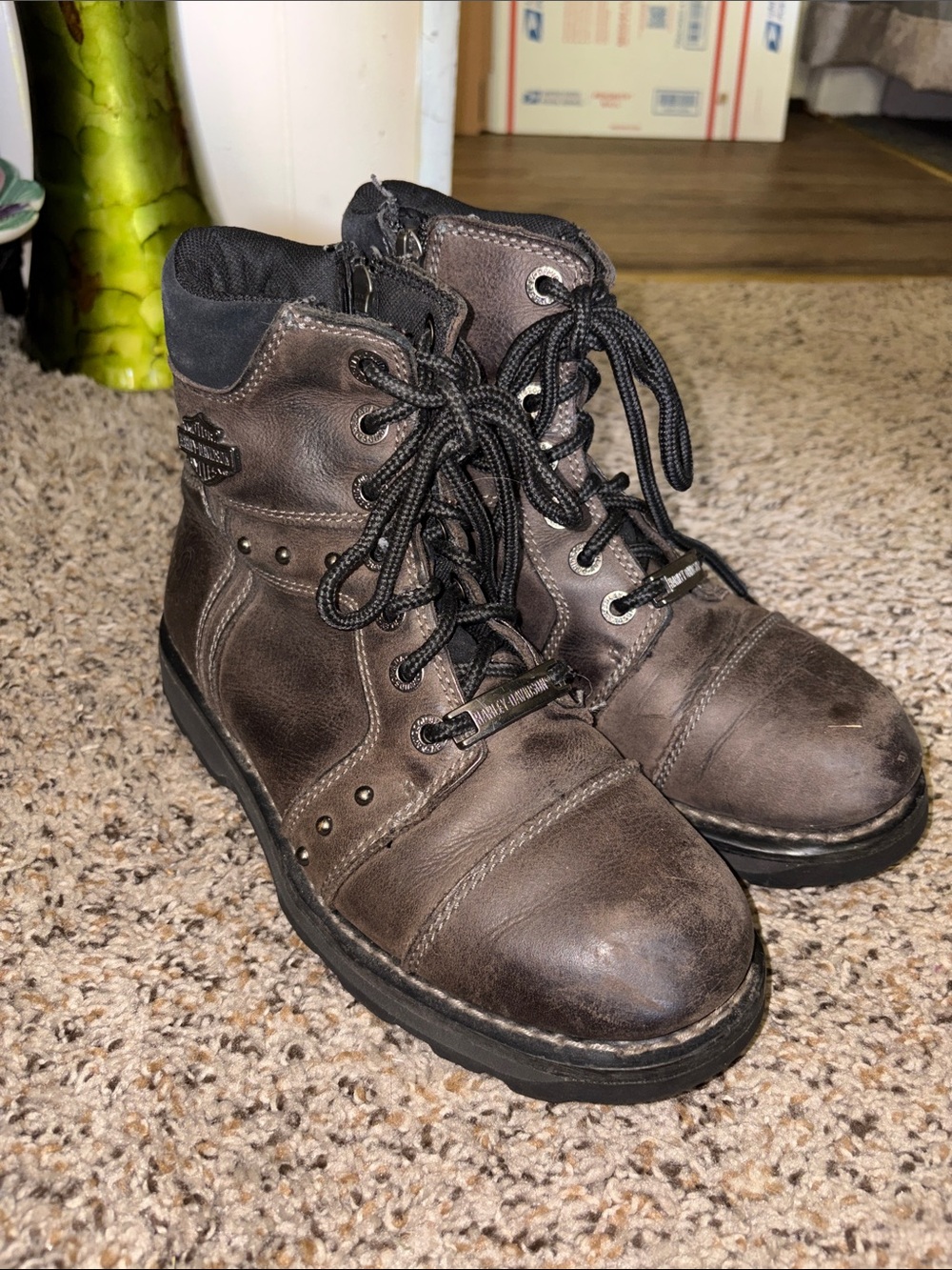 Harley Davidson Women’s Oakleigh D84277 Brown laced up biker boots size 6